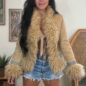 Urban Outfitters Penny Lane Daisy Jones Faux Afghan Embroidered Jacket